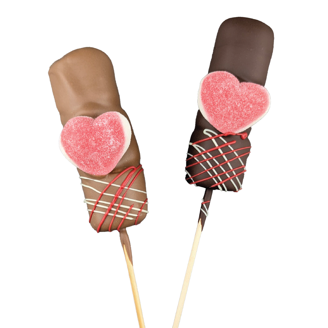 Brochette de guimauve et chocolat de Saint-Valentin